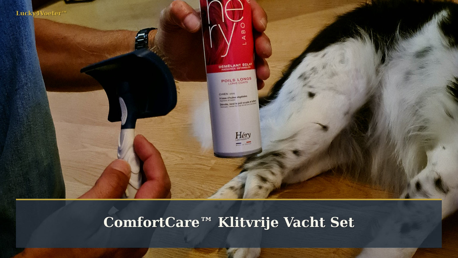 Praktijkdemonstratie van de ComfortCare Klitvrije Vacht Set bij een klitgevoelige hondenvacht