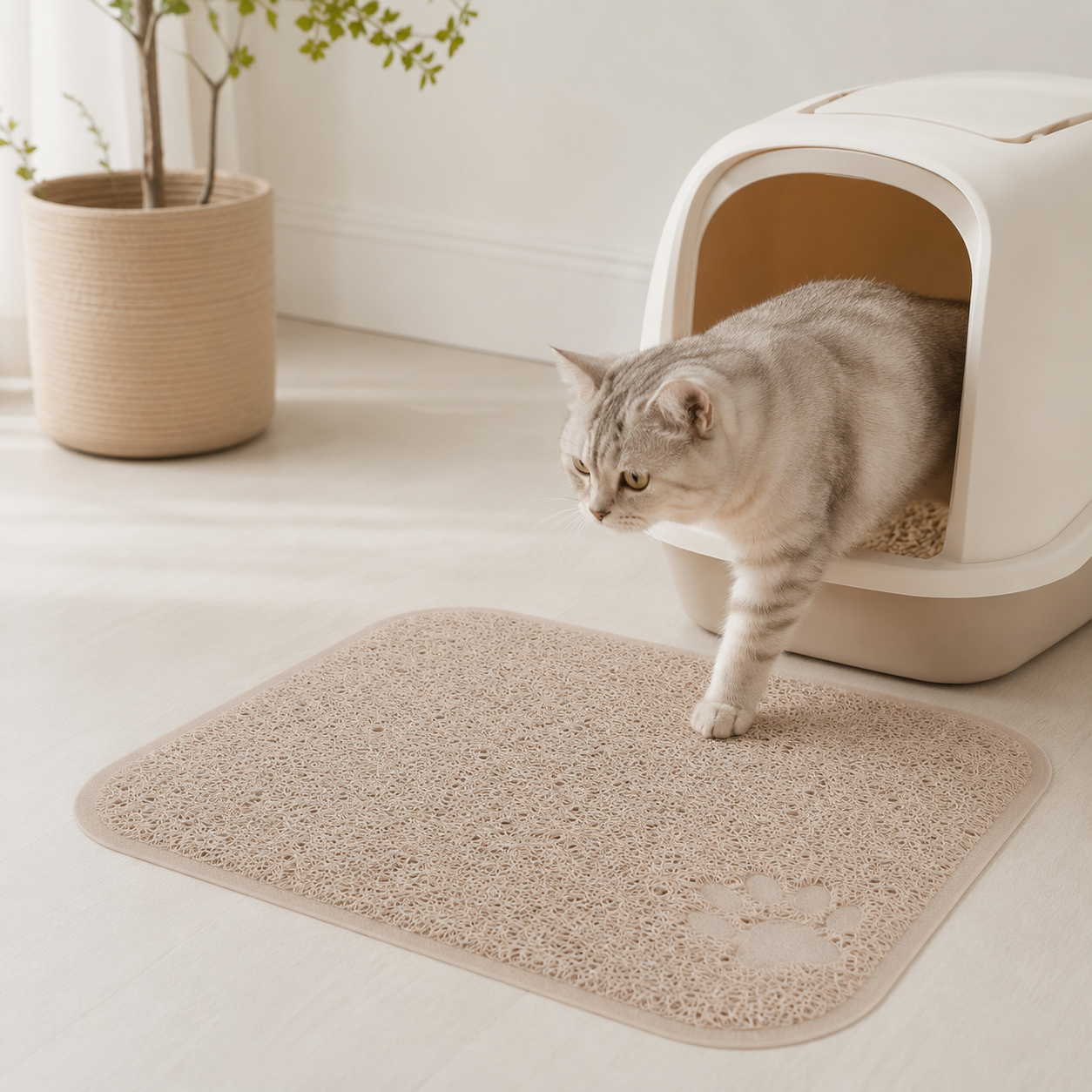PureFlow Trixie Schoonloopmat PVC Blush voor kattenbak in premium interieur